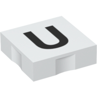 Duplo Tile 2 × 2 with Capital 'U' Print Weiß