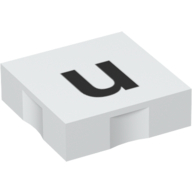 Duplo Tile 2 × 2 with Lowercase 'u' Print Weiß
