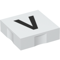 Duplo Tile 2 × 2 with Capital 'V' Print White