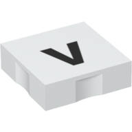 Duplo Tile 2 × 2 with Lowercase 'v 'Print White