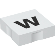 Duplo Tile 2 × 2 with Lowercase 'w' Print White