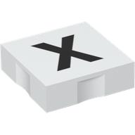 Duplo Tile 2 × 2 with Capital 'X' Print White