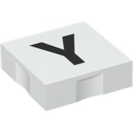 Duplo Tile 2 × 2 with Capital 'Y' Print White