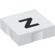 Duplo Tile 2 × 2 with Lowercase 'z' Print White