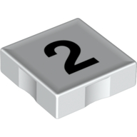 Duplo Tile 2 × 2 with Number '2' Print White