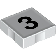 Duplo Tile 2 × 2 with Number '3' Print Weiß