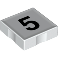 Duplo Tile 2 × 2 with Number '5' Print White
