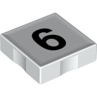 Duplo Tile 2 × 2 with Number '6' Print White