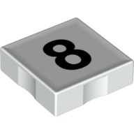 Duplo Tile 2 × 2 with Number '8' Print White