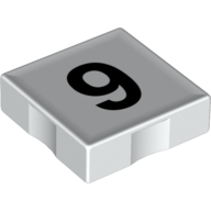 Duplo Tile 2 × 2 with Number '9' Print White