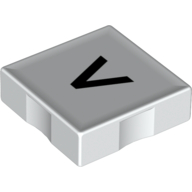 Duplo Tile 2 × 2 with Less Than ( '<' ) / Greater Than ( '>' ) Print White