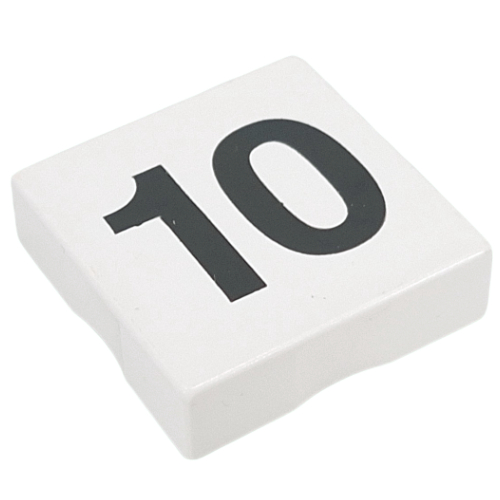 Duplo Tile 2 × 2 with '10' Print White