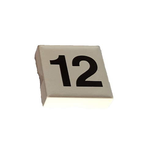 Duplo Tile 2 × 2 with '12' Print White
