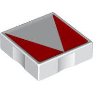 Duplo Tile 2 × 2 with Shape Red Inverse Isosceles Triangle Print White