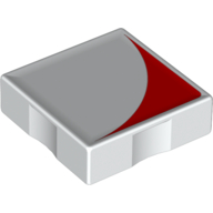 Duplo Tile 2 × 2 with Shape Red Inverse Quarter Disc Print Weiß
