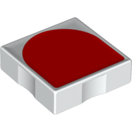 Duplo Tile 2 × 2 with Shape Red Inverse Arch Print White