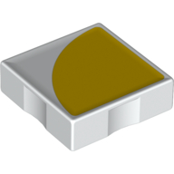 Duplo Tile 2 × 2 with Yellow 1/4 Circle Print White