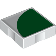 Duplo Tile 2 × 2 with Shape Green 1/4 Circle Print White
