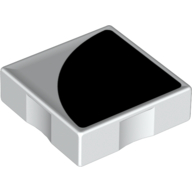 Duplo Tile 2 × 2 with Shape Black 1/4 Circle Print White