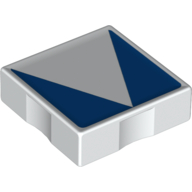 Duplo Tile 2 × 2 with Shape Blue Inverse Isosceles Triangle Print White