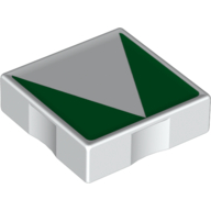 Duplo Tile 2 × 2 with Shape Green Inverse Triangle Print White