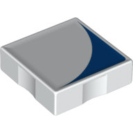 Duplo Tile 2 × 2 with Shape Blue Inverse Quarter Disc Print White