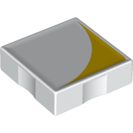 Duplo Tile 2 × 2 with Shape Yellow Inverse Quarter Disc Print Weiß