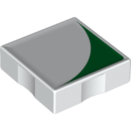 Duplo Tile 2 × 2 with Shape Green Inverse Quarter Disc Print White