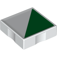 Duplo Tile 2 × 2 with Shape Green 1/2 Square Print White