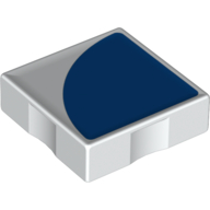 Duplo Tile 2 × 2 with Shape Blue Quarter Disc Print White