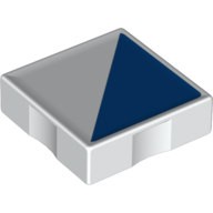 Duplo Tile 2 × 2 with Shape Blue Right Triangle Print White
