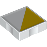 Duplo Tile 2 × 2 with Shape Yellow Right Triangle Print White