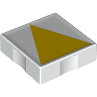 Duplo Tile 2 × 2 with Shape Yellow Isosceles Triangle Print Weiß