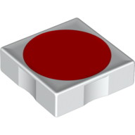 Duplo Tile 2 × 2 with Shape Red Disc Print Weiß