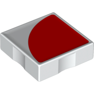 Duplo Tile 2 × 2 with Shape Red Quarter Disc Print White