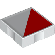 Duplo Tile 2 × 2 with Shape Red Right Triangle Print White