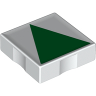 Duplo Tile 2 × 2 with Shape Green Isosceles Triangle Print White