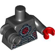 Torso Robot with Red Oscilloscope Print, Black Left Arm with Red Hand, Black Mech Right Arm Schwarz