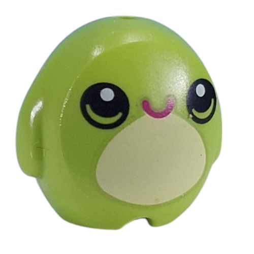 Pillow Plush Toy with Bright Light Yellow Chest, Magenta Mouth, Black Eyes print Lime