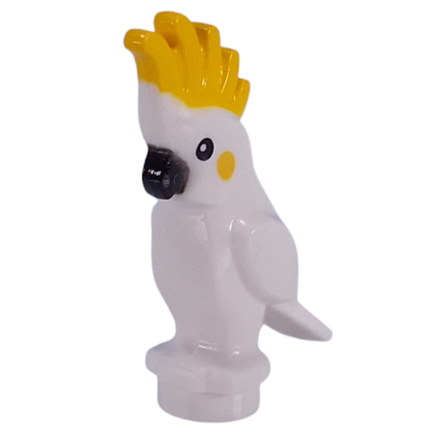 Animal, Bird, Cockatoo with Yellow Crest, Black Beak Weiß