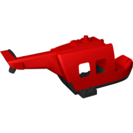 Duplo Helicopter Body with Black Base, Black Tail Rotor and Black 'FIRE' Print Rot
