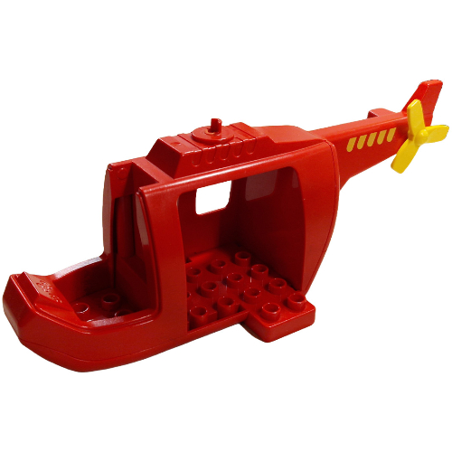 Duplo Hubschrauber Karosserie groß mit roter Basis, rotem Heck, gelbem Heckrotor und gelben Streifen (bedruckt)