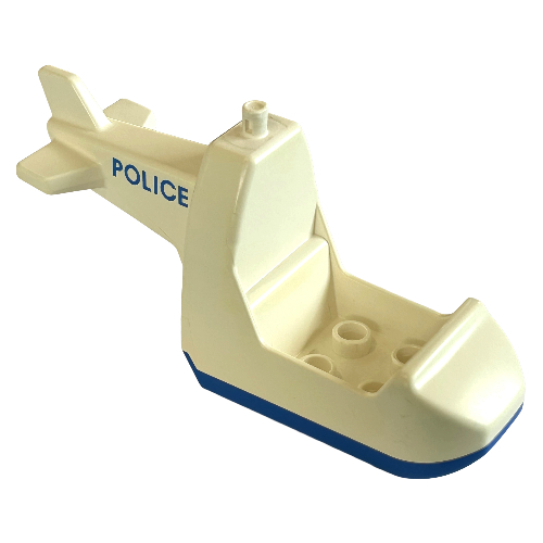 Duplo Helicopter Body without Skids with Blue Base and 'POLICE' Print Weiß
