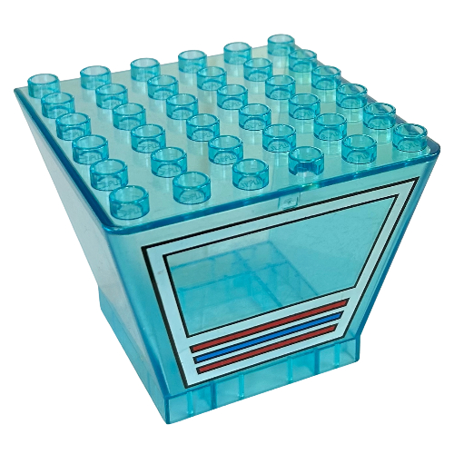 Duplo Airport Tower Glass Enclosure with Window Frame Print Transparent-Hellblau