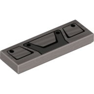 Tile 1 × 3 with Black Truck Grille Frame Pattern Metallic-Silber