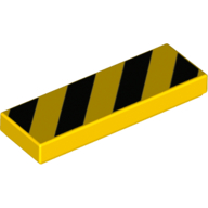 Tile 1 × 3 with Black Warning/Danger Stripes print Yellow