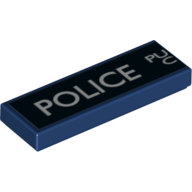 Tile 1 × 3 with 'Police Public Call Box' Left Side Dark Blue