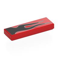 Tile 1 × 3 with Black/Silver Flames print in Red