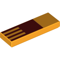 Tile 1 × 3 with Red Square, Yellow Lines print Leuchtendes Hellorange