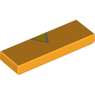 Tile 1 × 3 with Light Bluish Grey Triangle print Leuchtendes Hellorange